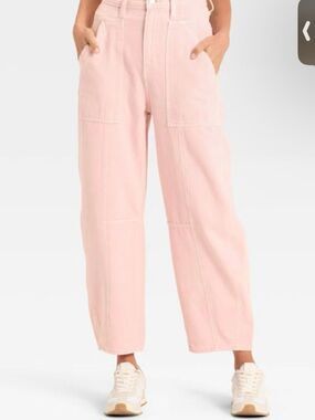 Universal Thread Pink High-Rise Easy Barrel WideLeg Pockets Utility Pants Size 4